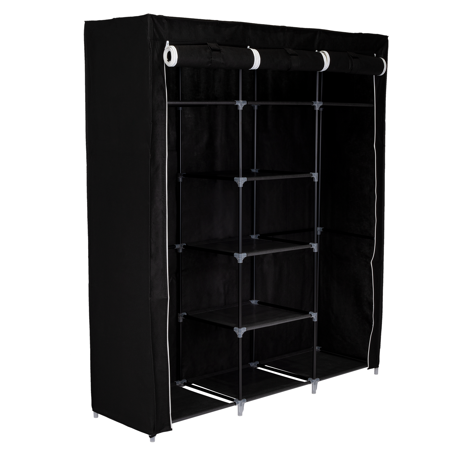 Closet de Tela Negro con Múltiples Niveles