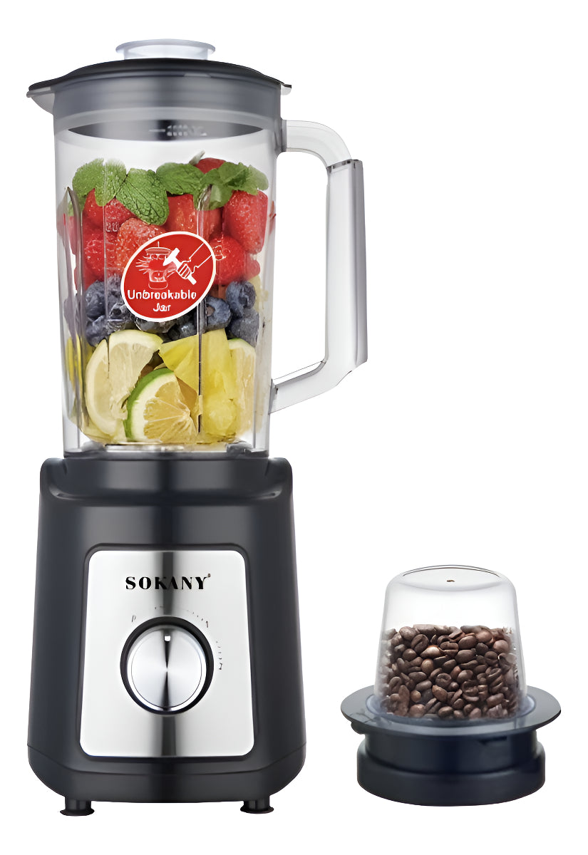 Licuadora SOKANY con Vaso de Vidrio + Molinillo