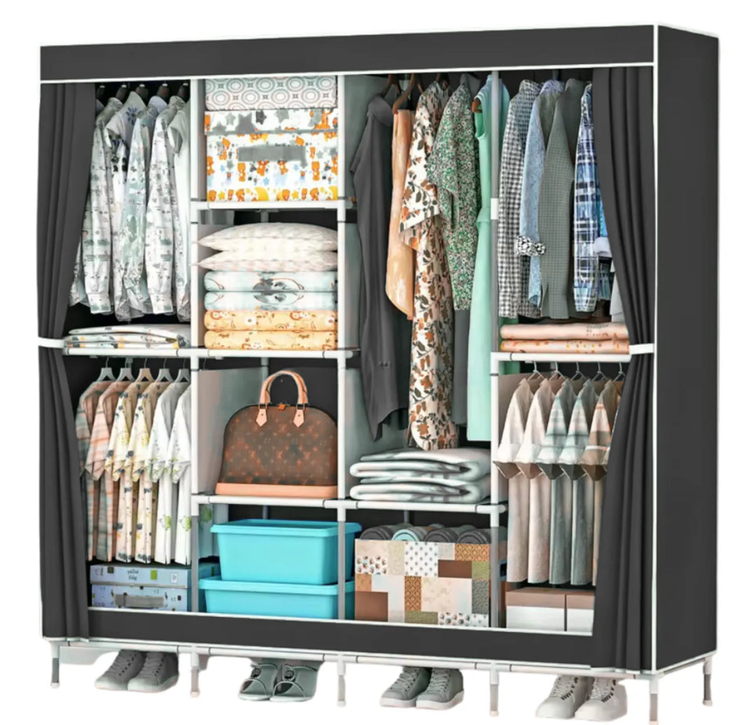 Closet Armable de Tela con Cortinas (Gran Capacidad)