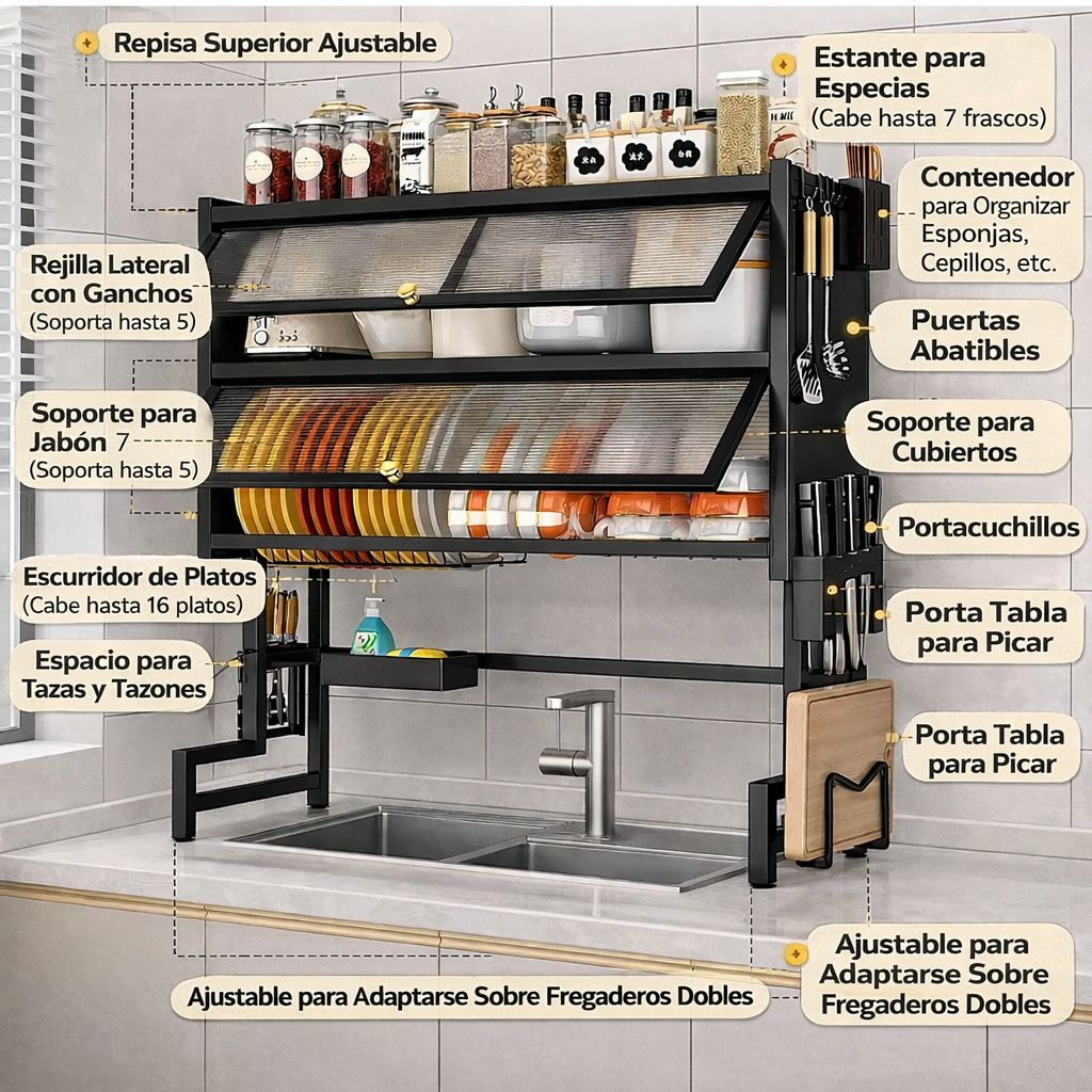 Escurridor de Platos de 2 Puertas