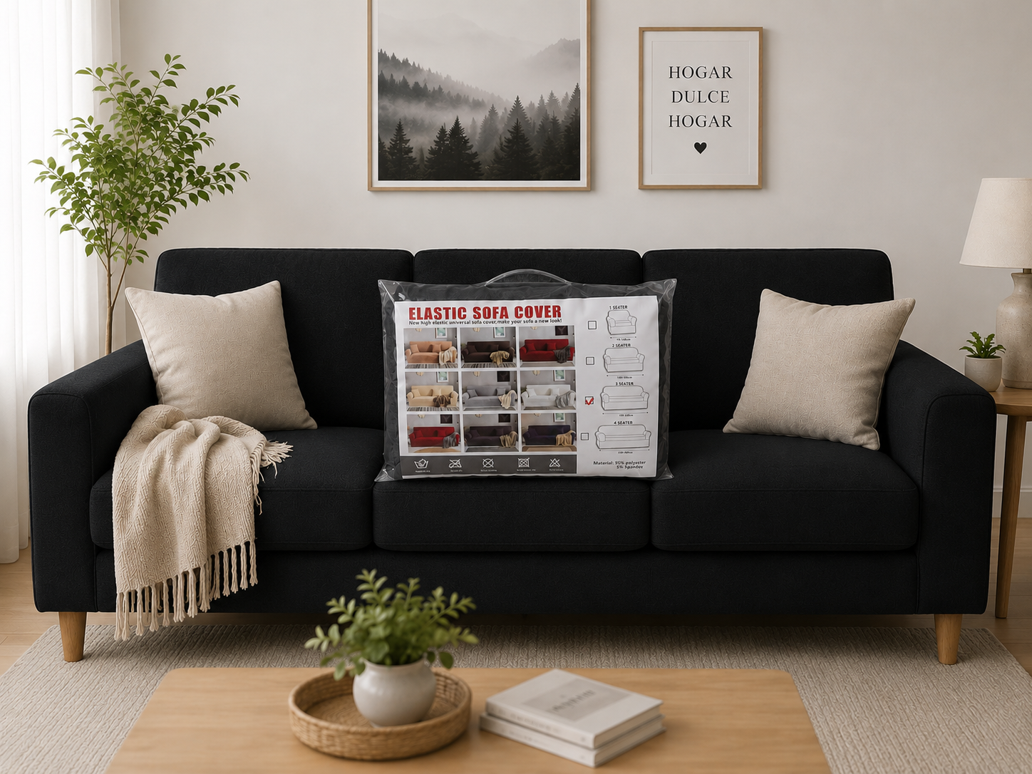 Forro de Mueble Negro de 3 puestos
