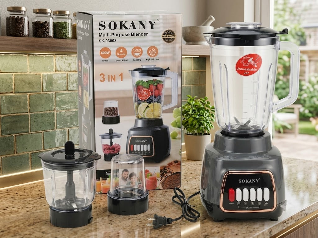 Licuadora Sokany 3 en 1 Multipropósito